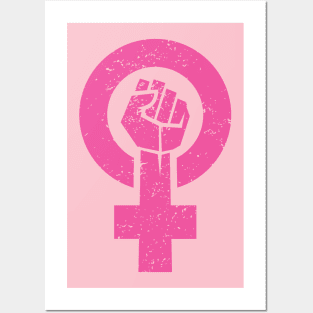 feminist fist, women symbol, girl power, equality women's era (pink) Posters and Art